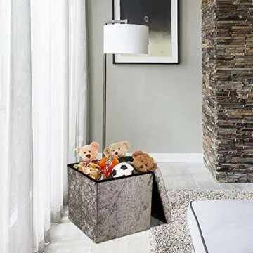 Versatile 15" Folding Ottoman Cube, Stylish Storage and Seating