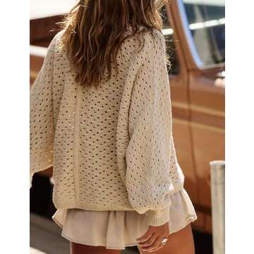 TIQOJE Women Oversized Knit Sweatshirt for Chic Comfort