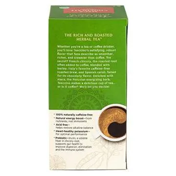 Teeccino Maca Chocolaté Herbal Tea - Rich & Roasted Herbal Tea That’s Caffeine Free & Prebiotic with Natural Energy from Adaptogenic Peruvian Maca, 25 Tea Bags