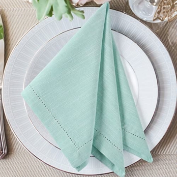 Premium Cotton Textured Dinner Napkins - Set of 6 Oversized Napkins