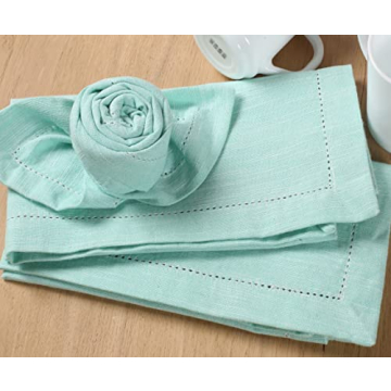 Premium Cotton Textured Dinner Napkins - Set of 6 Oversized Napkins