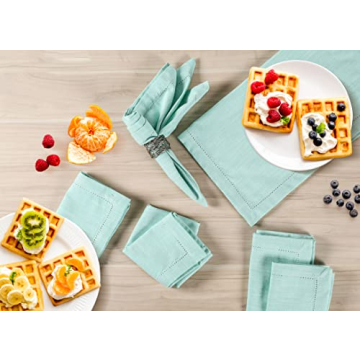 Premium Cotton Textured Dinner Napkins - Set of 6 Oversized Napkins