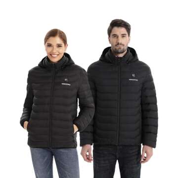 Venustas Unisex Heated Jacket with Battery, Heated Coat for Women and Men with Detachable Hood