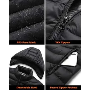 Venustas Unisex Heated Jacket with Battery, Heated Coat for Women and Men with Detachable Hood