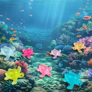 HOMICO 50PCS Mini Resin Turtles Figurines Luminous Mini Resin Animals Tiny Sea Animals Tiny Turtles for Garden Micro Moss Landscape Home Decor Party Decor, 7 Colors