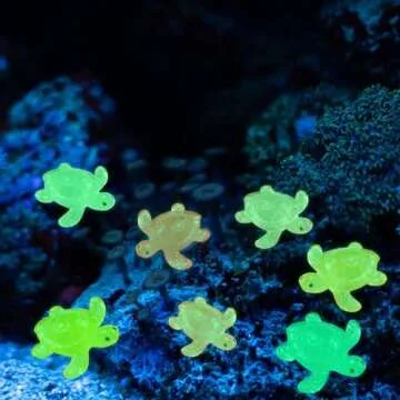 HOMICO 50PCS Mini Resin Turtles Figurines Luminous Mini Resin Animals Tiny Sea Animals Tiny Turtles for Garden Micro Moss Landscape Home Decor Party Decor, 7 Colors