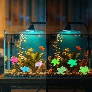 HOMICO 50PCS Mini Resin Turtles Figurines Luminous Mini Resin Animals Tiny Sea Animals Tiny Turtles for Garden Micro Moss Landscape Home Decor Party Decor, 7 Colors