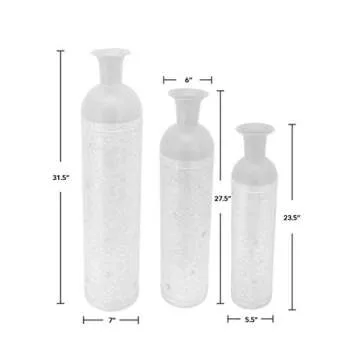 FirsTime & Co. Silver Barnyard Lane Vase 3-Piece Set, Rustic Modern Home Decor for Living Room and Bedroom, Floor or Mantle Vases, Metal, Farmhouse, 31.5 Inches Tall