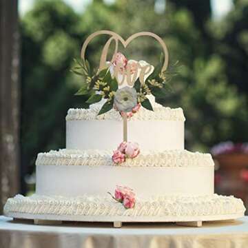 Rustic Wooden Heart Cake Topper for Weddings and Events