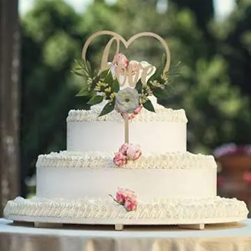 Rustic Wooden Heart Cake Topper for Weddings and Events