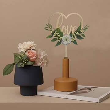 Rustic Wooden Heart Cake Topper for Weddings and Events