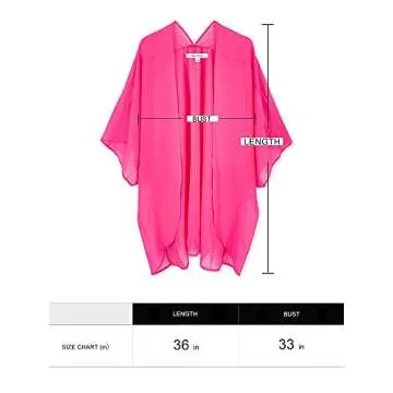 Moss Rose Women's Beach Kimono Coverup Sheer Chiffon Cover Ups, Casual Loose Open Front Cardigan Tops Solid Fushia