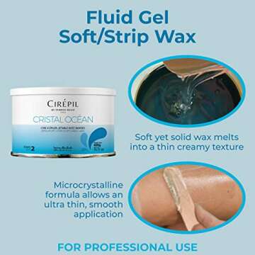 Cirepil - Cristal Ocean - 400g / 14.11 oz Wax Tin - Unscented - Ultra-Fluid Gel Texture - Perfect for Large Body Areas & Sensitive Skins - Rosin & Beeswax Free - Strips Needed