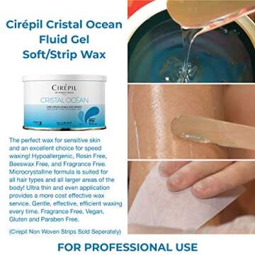 Cirepil - Cristal Ocean - 400g / 14.11 oz Wax Tin - Unscented - Ultra-Fluid Gel Texture - Perfect for Large Body Areas & Sensitive Skins - Rosin & Beeswax Free - Strips Needed