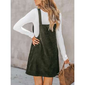 Stylish CUPSHE Women's Olive Green Corduroy Overall Mini Dress with Pockets
