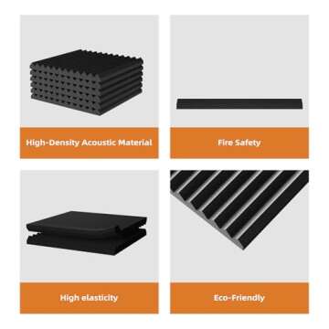 TEMGCUAM 48 Pack Sound Proof Foam Panels |1"×12"×12" Quick-Recovery Soundproof Wall Panels | High Density Sound Dampening Panels for Home Studio |With Adhesive Stickers 240PCS (Black)