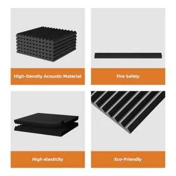 TEMGCUAM 48 Pack Sound Proof Foam Panels |1"×12"×12" Quick-Recovery Soundproof Wall Panels | High Density Sound Dampening Panels for Home Studio |With Adhesive Stickers 240PCS (Black)