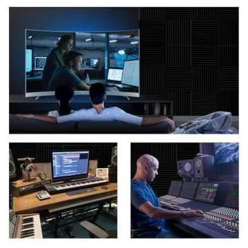 TEMGCUAM 48 Pack Sound Proof Foam Panels |1"×12"×12" Quick-Recovery Soundproof Wall Panels | High Density Sound Dampening Panels for Home Studio |With Adhesive Stickers 240PCS (Black)