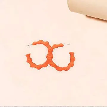 80s 90s Neon Large Bamboo Colorful Geometric Large Bamboo Circle Hoop Hollow Casting Drop Dangle Earrings Punk Cool Nightclub Hip-Hop Statement Jewelry for Women (Orange)