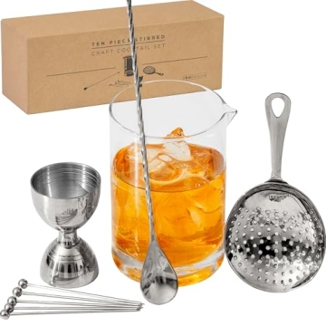A Bar Above 10-Piece Premium Stir Set, Cocktail Mixing Glass Set, Stirred Home Bar Kit, Old Fashione...