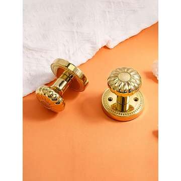 SORWDUERM Passage Door Knobs Gold Interior Polished Brass Door Knob for Hall and Closet,Zinc Alloy 1 Pack