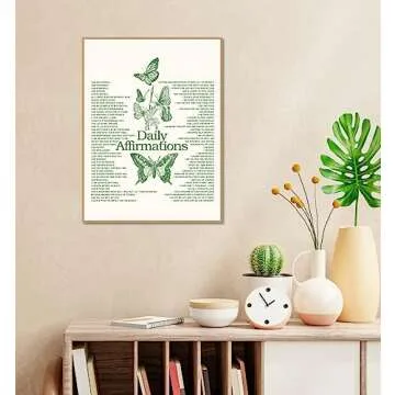 Trendy Sage Green Butterfly Wall Art Canvas for Home