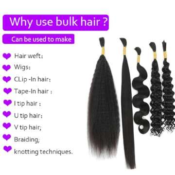 Human Hair for Braiding 100% Unprocessed Brazilian No Weft 20 Inch (100g (1pack-2bundles)) Human Hair Braids Extension Remy Human Braiding Hair for Micro Braids Hair (Super Bulk, Natural black)