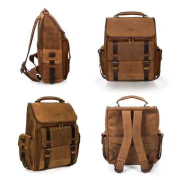 VELEZ Top Grain Leather Backpack for Men and Women - 15.6 Inch Leather Laptop Bag - Brown Designer Leather Bookbag - Vintage Business Leather Travel Backpack Casual Shoulder Bags