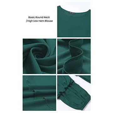 PRETTYGARDEN Women's Lantern Long Sleeve Round Neck High Low Asymmetrical Irregular Hem Casual Tops Blouse Shirt Dress