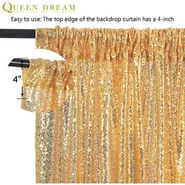 7ft x 7ft Gold Sequin Backdrop Curtain Glitter Photo Booth Backdrop for Wedding Birthday Baby Shower Event Decorations