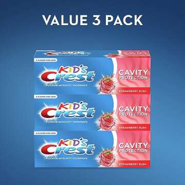 Crest Kid's Cavity Protection Fluoride Toothpaste, Strawberry Rush, 4.2 Ounce (Pack of 3)