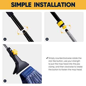 Yocada Looped-End String Wet Mop Heavy Duty Cotton Mop Commercial Industrial Grade Telescopic Iron P...