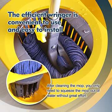 Yocada Looped-End String Wet Mop Heavy Duty Cotton Mop Commercial Industrial Grade Telescopic Iron Pole Jaw Clamp Floor Cleaning 55.1 inch