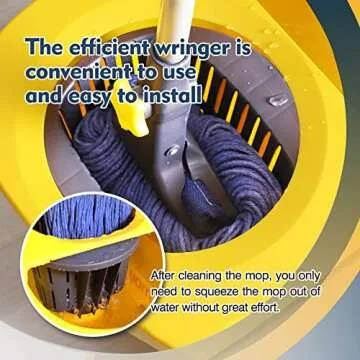 Yocada Looped-End String Wet Mop Heavy Duty Cotton Mop Commercial Industrial Grade Telescopic Iron Pole Jaw Clamp Floor Cleaning 55.1 inch