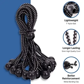 Kotap BB-9B Heavy-Duty Ball Bungee Cords - 25 Pack