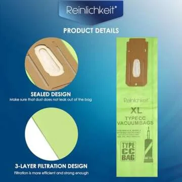 1 Pack（8 Bags）Vacuum Cleaner Bags For Oreck type CC vacuum bags,XL.Fit All Oreck XL Upright Vacuum