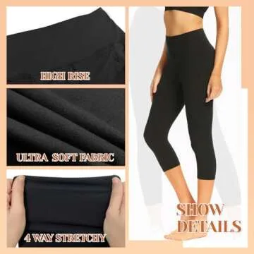 TNNZEET Capri Leggings for Women - 7 Pack Soft Black Pants
