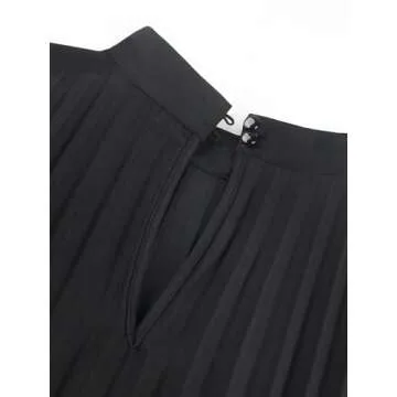 AOMEI Women's Stand Collar Pleated Cape Sleeve Loose Knee Length Dress Plus Size(Black,XXL)