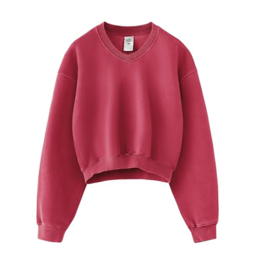 Hatant Fleece Hoodies for Women Casual Hoodie V-neck Hoodie Women Sweatshirt Washed Hoodie Long Slee...