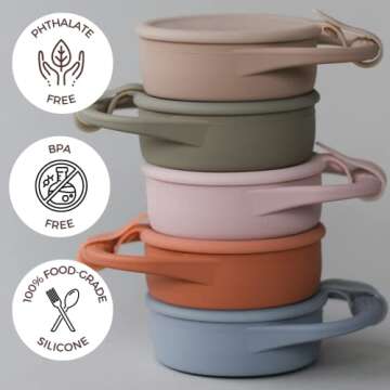 Boppabug | Toddler Snack Cup with Attached Lid | Collapsible Silicone Snack Container | Toddler Spill Proof Snack Catcher (Sage)