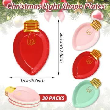 Whaline 30Pcs Christmas Paper Plates for Holiday Celebrations