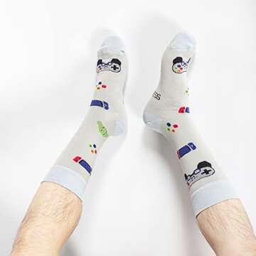 BISOUSOX Mens Dress Socks Funny Fun Colorful Crazy Funky Crew Socks for Men Novelty Happy Cotton Size 9-12