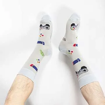 BISOUSOX Mens Dress Socks Funny Fun Colorful Crazy Funky Crew Socks for Men Novelty Happy Cotton Size 9-12