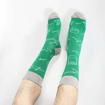 BISOUSOX Mens Dress Socks Funny Fun Colorful Crazy Funky Crew Socks for Men Novelty Happy Cotton Size 9-12