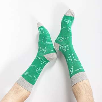 BISOUSOX Mens Dress Socks Funny Fun Colorful Crazy Funky Crew Socks for Men Novelty Happy Cotton Size 9-12