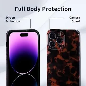 Aijohnny Phone Case for iPhone 14 Pro Max, Lightweight Tortoiseshell TPU Slim Phone Cover for Women, Drop Protection Shockproof Protective Phone Holder (for iPhone 14 Pro Max)