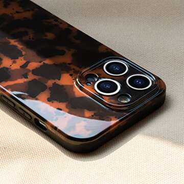 Aijohnny Phone Case for iPhone 14 Pro Max, Lightweight Tortoiseshell TPU Slim Phone Cover for Women, Drop Protection Shockproof Protective Phone Holder (for iPhone 14 Pro Max)