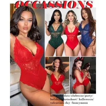 Avidlove Valentines Day Lingerie Red Plus Size Womens Lingeries Sexy Bodysuit Teddy Lace Body Suits