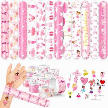 48PCS Ballerina Party Favors - 24PCS Tattoos & 24PCS Slap Bracelets - Birthday Party Supplies, Gifts...