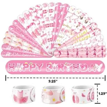 48PCS Ballerina Party Favors - 24PCS Tattoos & 24PCS Slap Bracelets - Birthday Party Supplies, Gifts, Classroom Prizes, Carnival Rewards, Christmas Decorations for Girls & Boys
